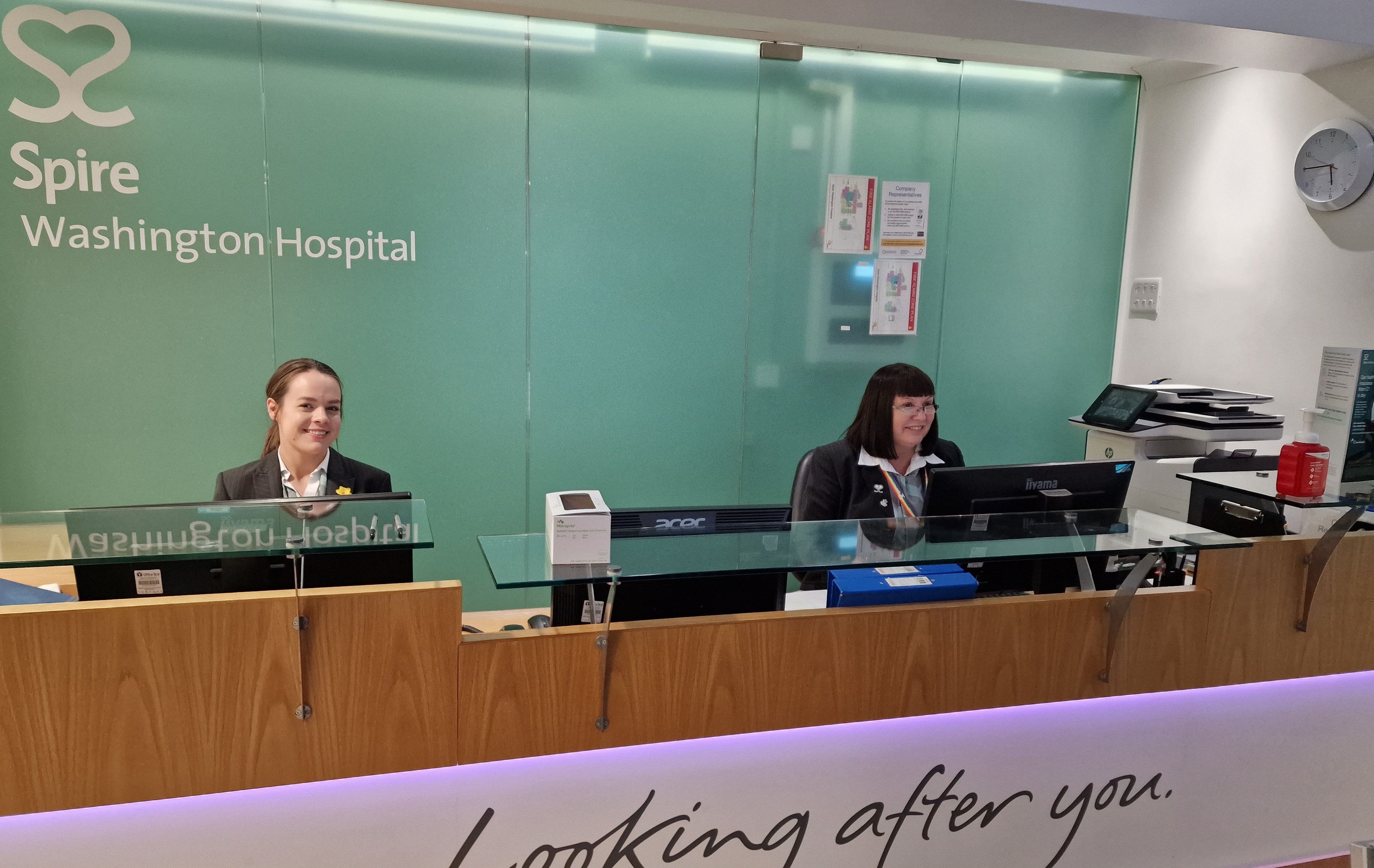 Reception area at Spire Washington Hospital.